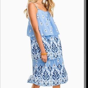 Hurricane Blue Abstract Midi Dress, M